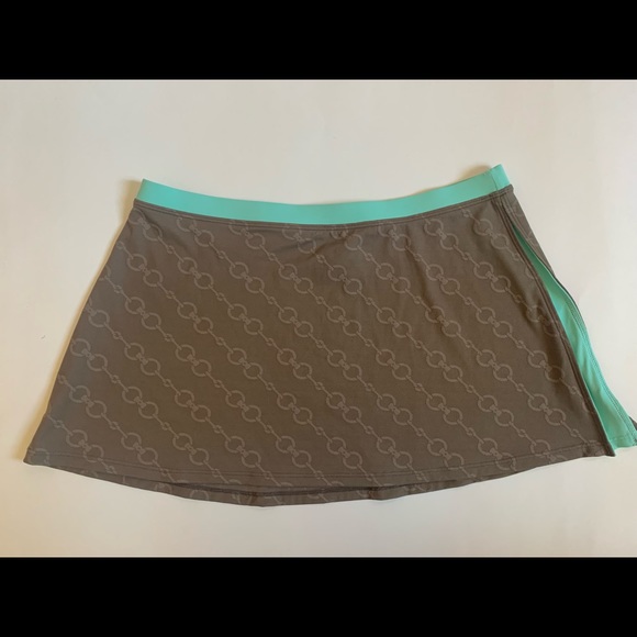 ANNE COLLE Collection Swim Skirt Cover Up Brown Aqua Small - Picture 5 of 7